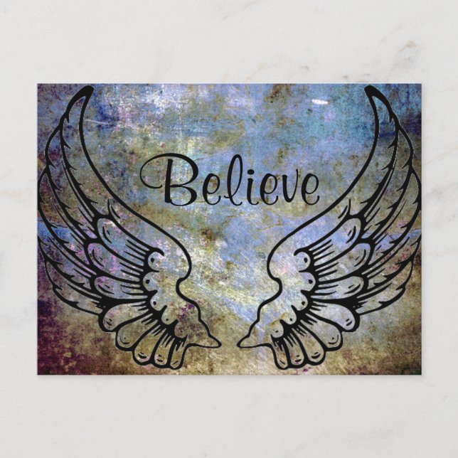 Believe - Angel Wings Celestial Postcard (Front)