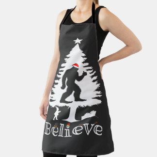 Believe Bigfoot Cryptozoology Christmas Tree Apron