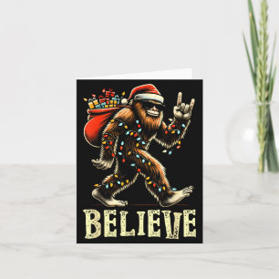 Believe Bigfoot Sasquatch Santa Reindeer Christmas Card