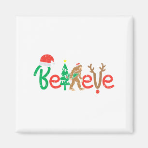 Believe Bigfoot Sasquatch Santa Reindeer Christmas Magnet