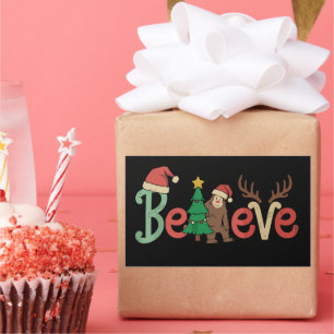 Believe Bigfoot Sasquatch Santa Reindeer Christmas Sticker