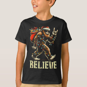 Believe Bigfoot Sasquatch Santa Reindeer Christmas T-Shirt