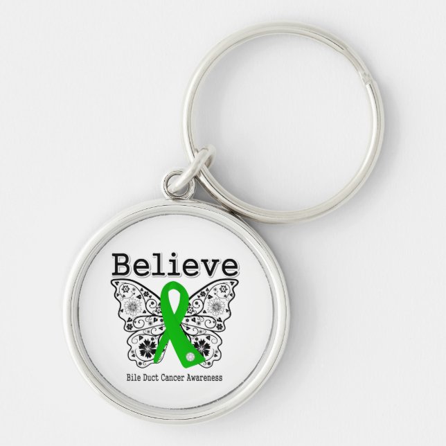 Believe - Bile Duct Cancer Butterfly Keychain (Front)