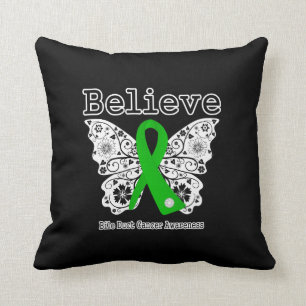 Believe - Bile Duct Cancer Butterfly Throw Pillow