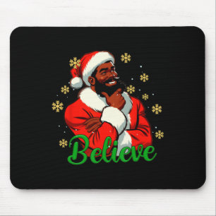 Believe Black-santa Claus Christmas African Americ Mouse Pad