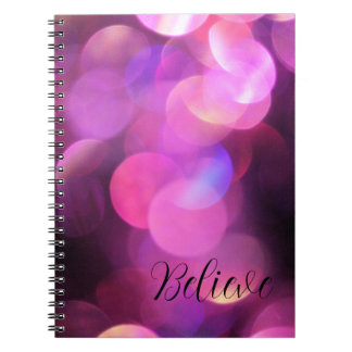 "Believe" Black Script, Purple Sparkles Journal