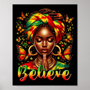 Believe Black Women Prayer Afro Hair Black History Poster