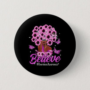 Believe Black Women Sunflower Hair Overdose Awaren 2 Inch Round Button
