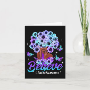 Believe Black Women Sunflower Hair Suicide Awarene Card