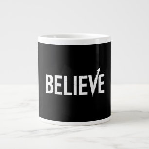 BELIEVE Bold Typography Motivational Design Large Coffee Mug