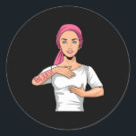 Believe Breast Cancer Awareness Asl American Sign  Classic Round Sticker<br><div class="desc">Believe Breast Cancer Awareness Asl American Sign Language</div>