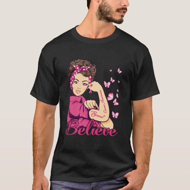 Believe Breast Cancer Warrior T-Shirt Womens (Front)