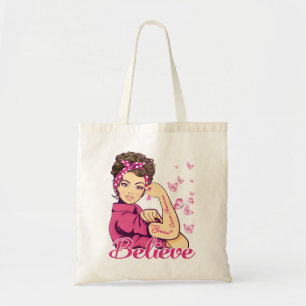 Believe Breast Cancer Warrior T-Shirt Womens Tote Bag