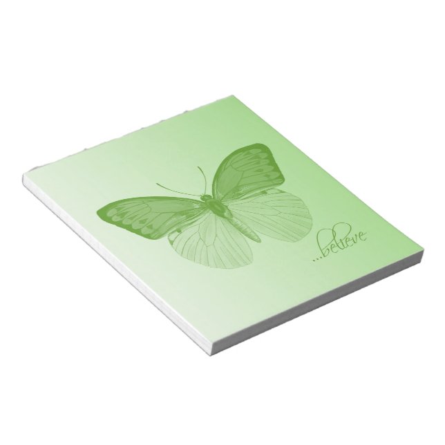 Believe Butterfly Lime Notepad (Angled)