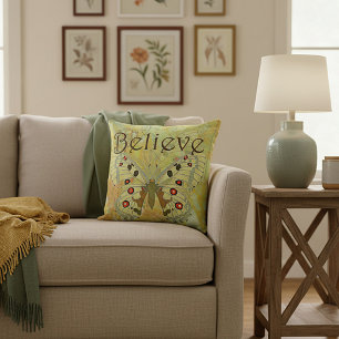 Believe butterfly throw pillow