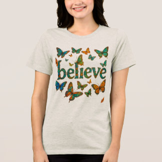 Believe Butterfly Wave Minimalist Tri-Blend Shirt