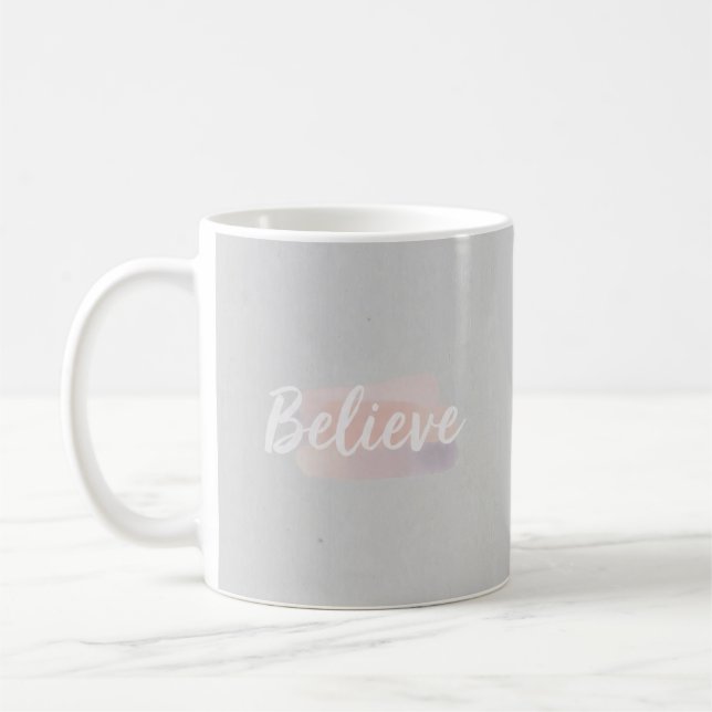 Believe calligraphic text  coffee mug (Left)