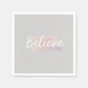Believe calligraphic text napkin