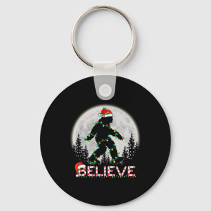 Believe Candy Cane Sasquatch Santa Bigfoot Lights Keychain