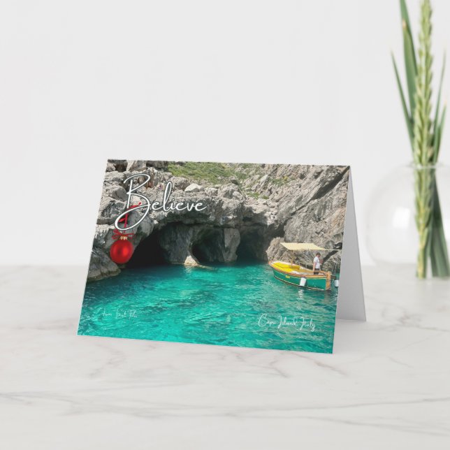 Believe Capri Italy Christmas Holiday Folded Card (Front)
