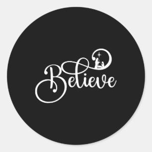 Believe Christian Jesus Christmas Xmas Family Pama Classic Round Sticker