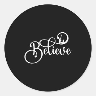 Believe Christian Jesus Christmas Xmas Family Pama Classic Round Sticker