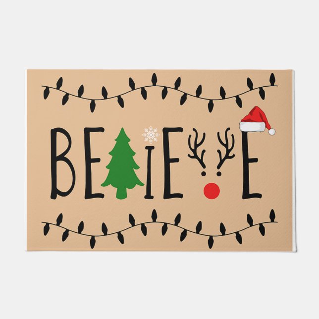 Believe Christmas Doormat / Santa Mat / Holiday  (Front)