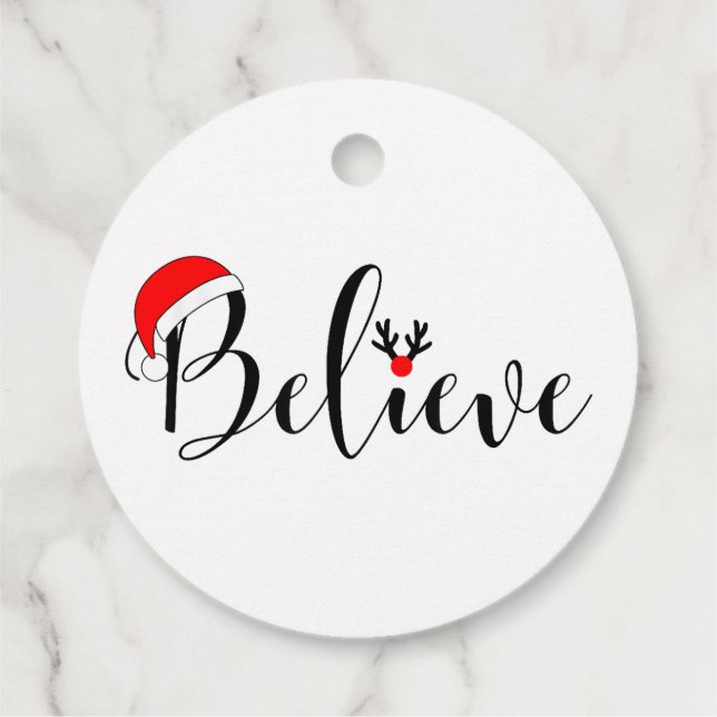 Believe Christmas Gift tags Xmas Graphic (Back)