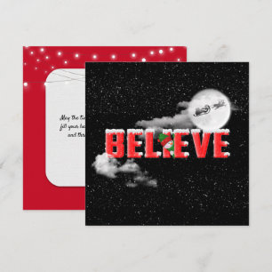 BELIEVE Christmas message with moon Card
