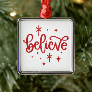 Believe Christmas Metal Ornament