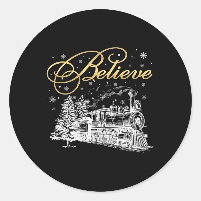 Believe Christmas North Pole Polar Express All Abr Classic Round Sticker (Front)