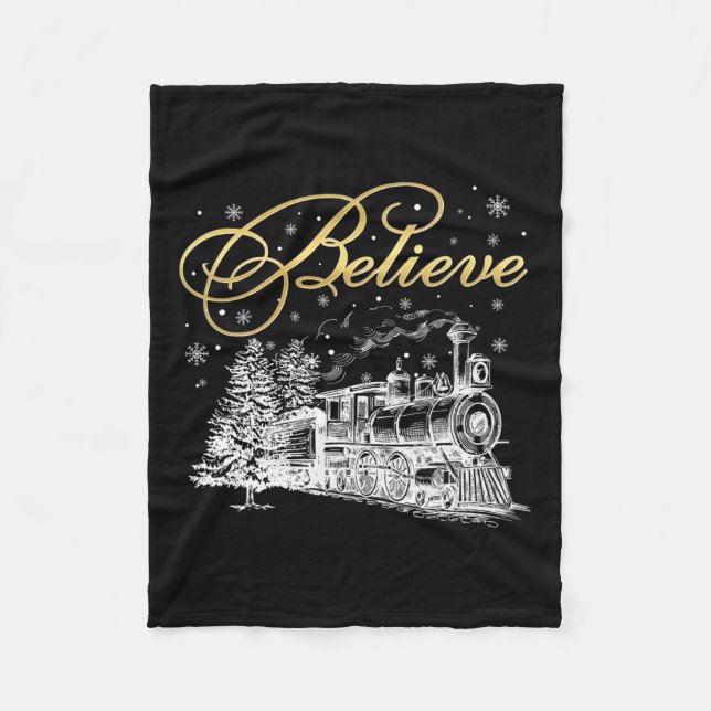 Believe Christmas North Pole Polar Express All Abr Fleece Blanket (Front)