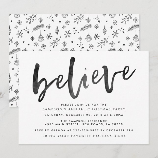 Believe Christmas Party Invitations (Front/Back)