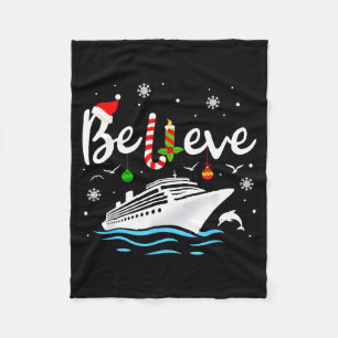 Believe Christmas Santa Claus Cruise Bible Verse Fleece Blanket