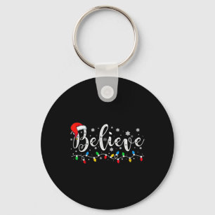 Believe Christmas Santa Claus Pyjamas Family Reuni Keychain