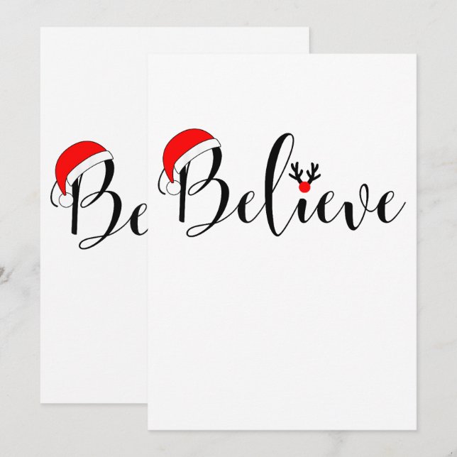 Believe Christmas Shirt Xmas Graphic Invitation (Front/Back)