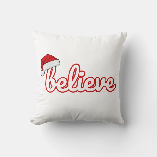 Believe Christmas Throw Pillow (Front)