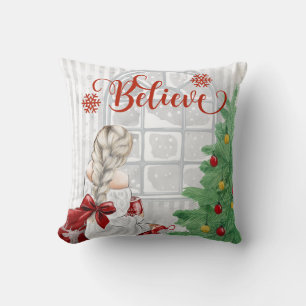 Believe Christmas Throw Pillow