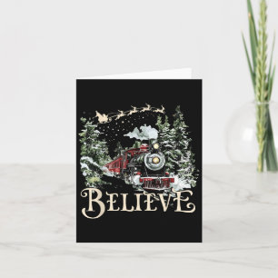 Believe Christmas Trains Xmas Santa Family Pyjamas Card