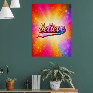 Believe Colourful Typography Inspirational Poster