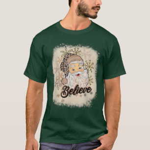 Believe Costume Santa Claus With Leopard Christmas T-Shirt