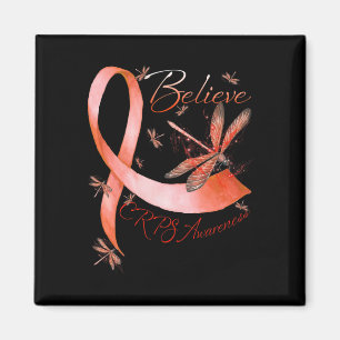 Believe CRPS Awareness Orange Ribbon Dragonfly Lov Magnet