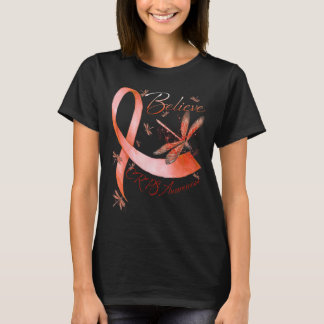 Believe CRPS Awareness Orange Ribbon Dragonfly Lov T-Shirt
