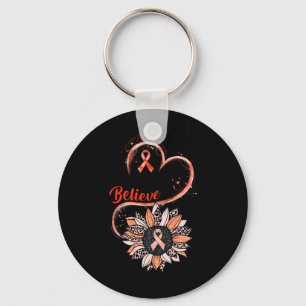 Believe Crps Awareness Orange Ribbon Sunflower Lov Keychain