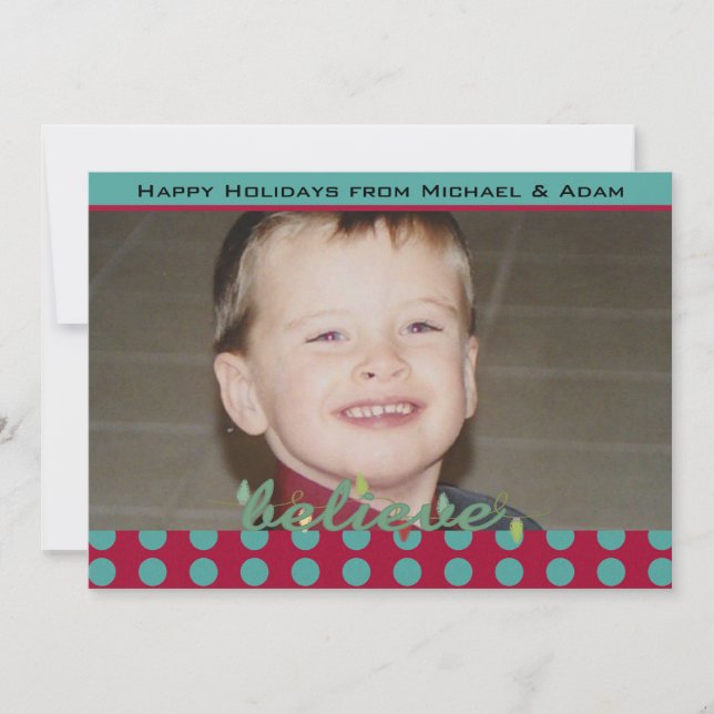 Believe  Customized Holiday Photo Card (Front)