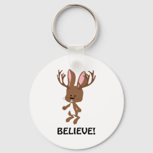 Believe! Cute Jackalope Keychain