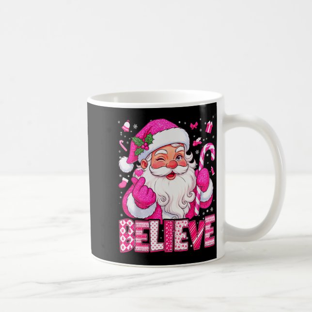 Believe Cute Nk Santa Candy Cane Christmas Xmas Gi Coffee Mug (Right)