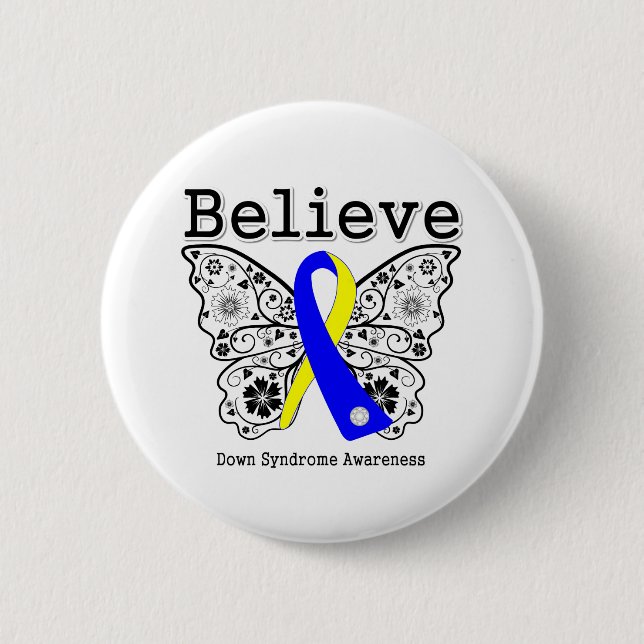 Believe Down Syndrome Awareness 2 Inch Round Button (Front)