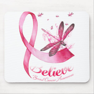 Believe Dragonfly Pink Ribbon Breast Cancer Mouse Pad