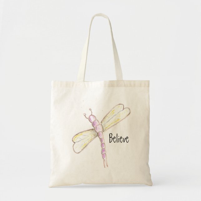Believe Dragonfly Tote Bag (Front)